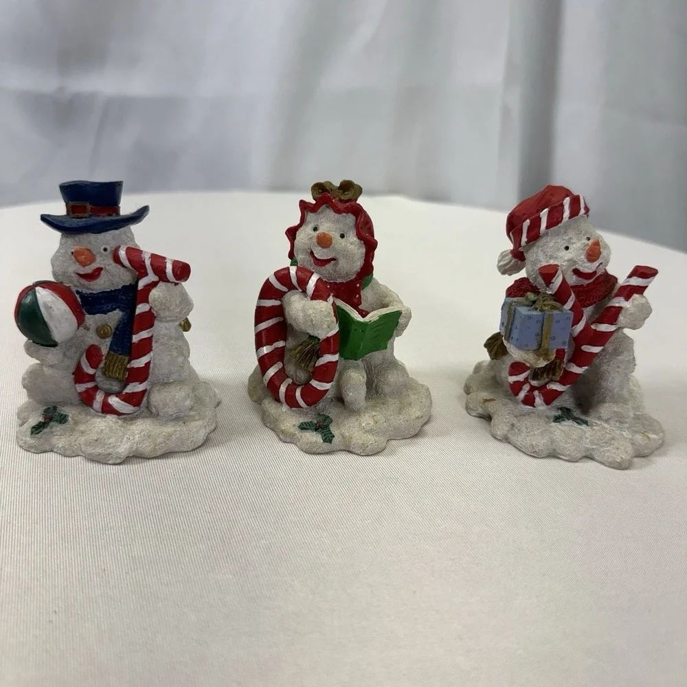 Set Of 3 JOY Snowman Figurines
